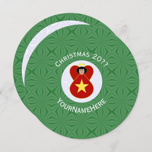 Vietnamese Angel Christmas Personalize Round  招待状 (正面/裏面)