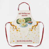 Vietnamese Family Head Chef Banh Tet Blossoms Art エプロン (正面)
