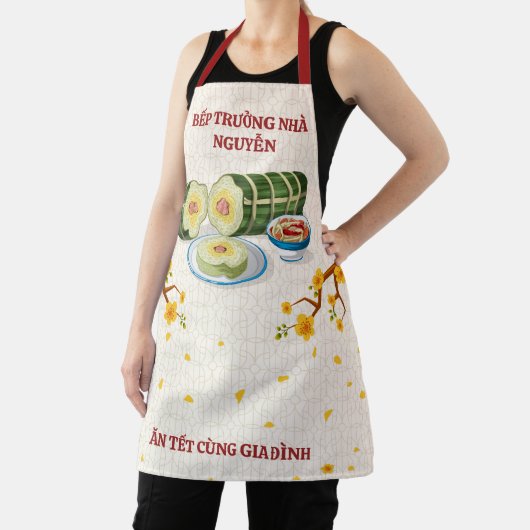 Vietnamese Family Head Chef Banh Tet Blossoms Art エプロン (インサイチュ)