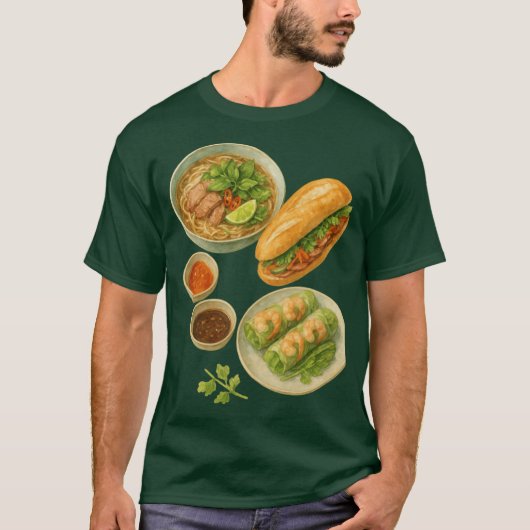 Vietnamese Food banh mi and pho soup Tシャツ (正面)