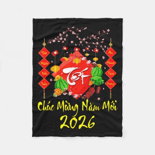 Vietnamese Lunar New Year 2026 Tet Viet Chuc Mung  フリースブランケット (正面)