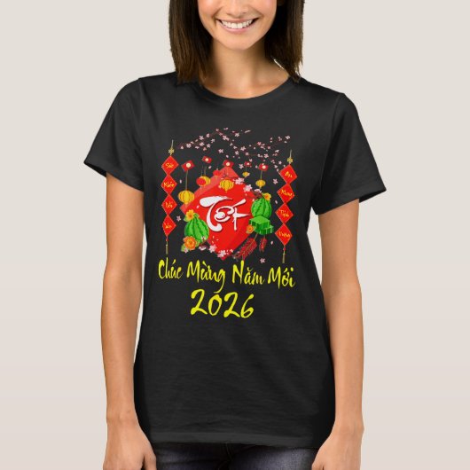 Vietnamese Lunar New Year 2026 Tet Viet Chuc Mung  Tシャツ (正面)