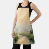 Vietnamese Morning Mist Village Watercolor Art エプロン (インサイチュ)
