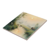 Vietnamese Morning Mist Village Watercolor Art タイル (側面)