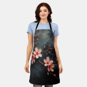 Vietnamese Peach Blossom Art エプロン (着用した状態)