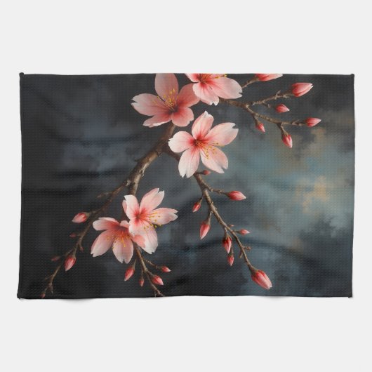 Vietnamese Peach Blossom Art キッチンタオル (横)