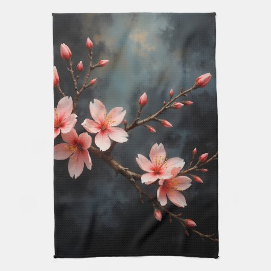Vietnamese Peach Blossom Art キッチンタオル (縦)
