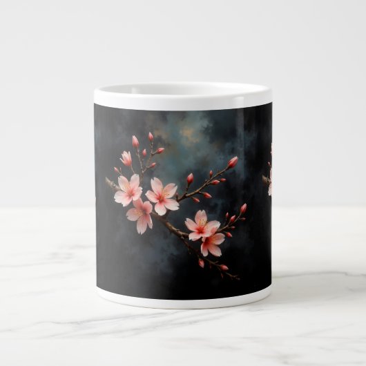 Vietnamese Peach Blossom Art ジャンボコーヒーマグカップ (正面)