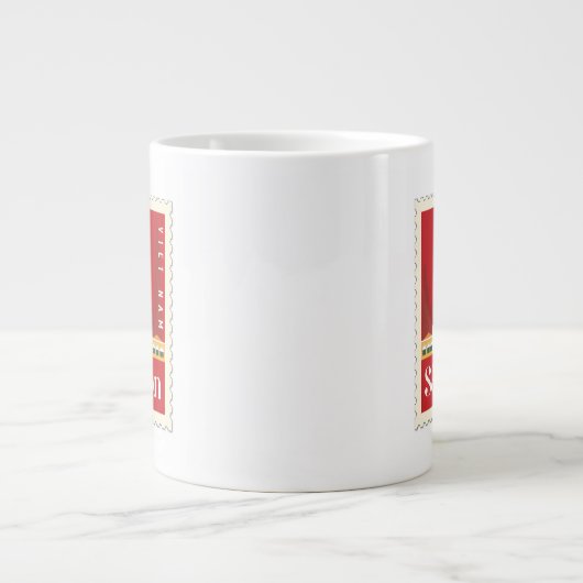 Vietnamese Saigon Stamp Printed Mug ジャンボコーヒーマグカップ (正面)