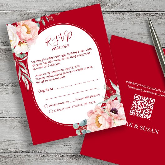 Vietnamese Song Hy Peony RSVP with code QR