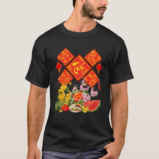 Vietnamese Tet Decorations Calligraphy Wishes Luna Tシャツ (正面)