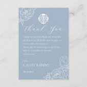 Vietnamese Wedding Peony Dusty Blue Thank You Card サンキューカード (正面)