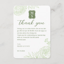 Vietnamese Wedding Ranunculus Green Thank You Card サンキューカード