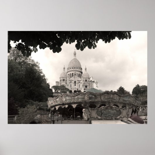 Vieux carrousel Sacré-Cœur de Montmartre Paris ポスター (正面)