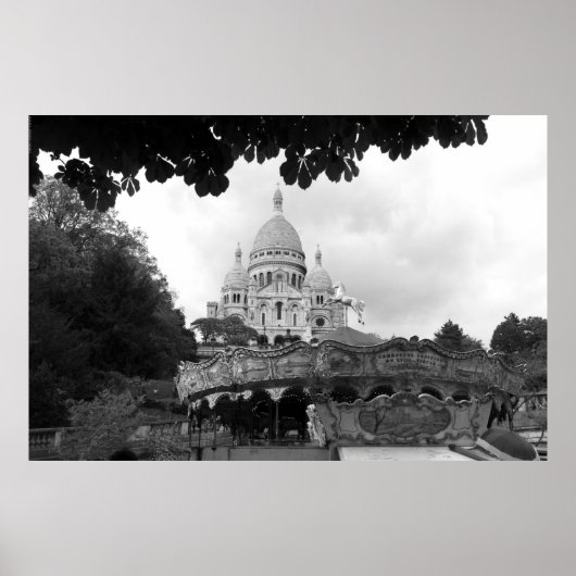 Vieux carrousel Sacré-Cœur de Montmartre Paris ポスター (正面)