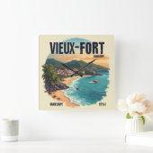 VIEUX-FORT GUADELOUPE スクエア壁時計 (ホーム)