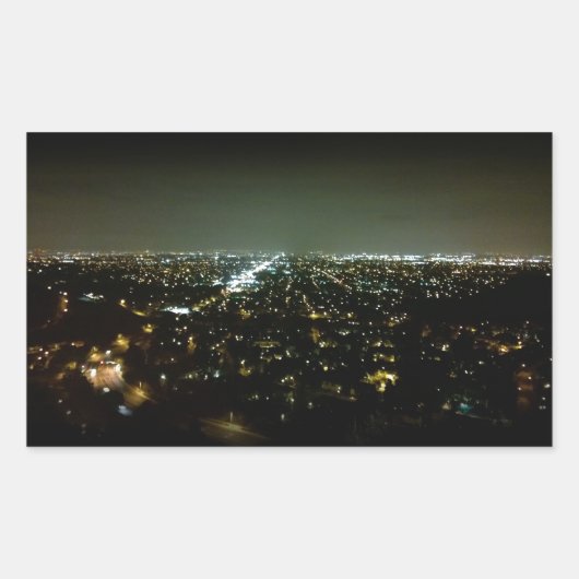 View 素晴らし Overlook the City Lights at Night 長方形シール (正面)