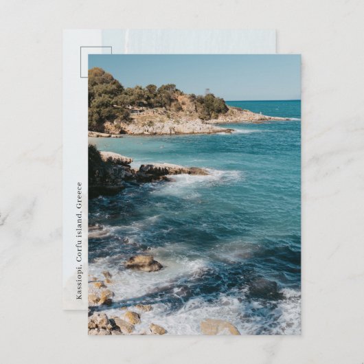 View at Kassiopi village coast, Corfu ポストカード (正面/裏面)