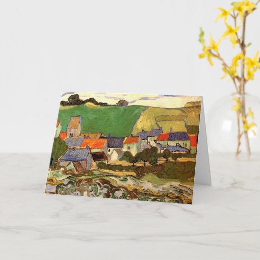 View of Auvers by Vincent vanゴッホ カード (黄色い花)