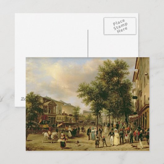 View of Boulevard Montmartre, Paris, 1830 ポストカード (正面/裏面)