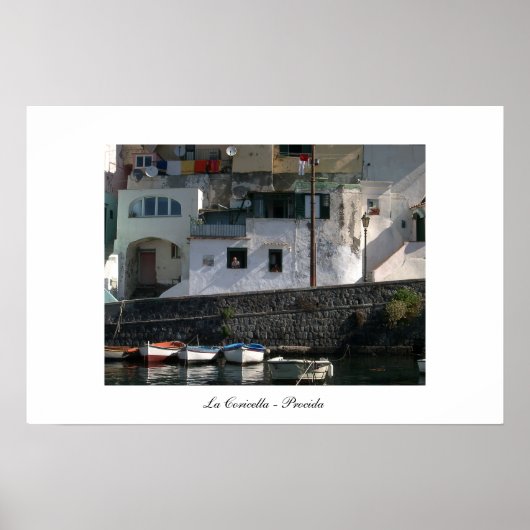 View of Coricella Harbour in Procida ポスター (正面)