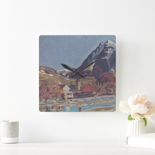 View of Dolný Kubín by Arnold Peter Weisz スクエア壁時計 (ホーム)