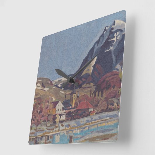 View of Dolný Kubín by Arnold Peter Weisz スクエア壁時計 (傾斜)