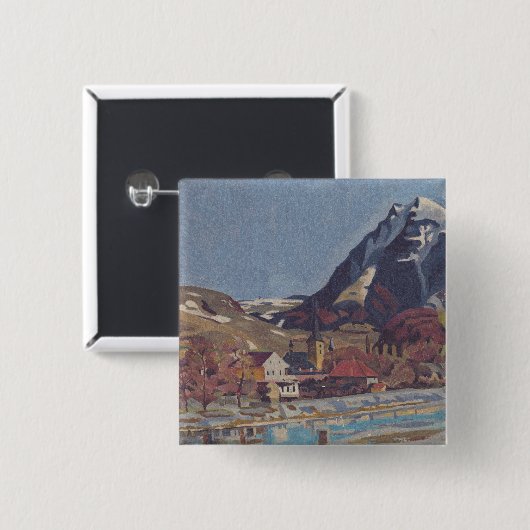 View of Dolný Kubín by Arnold Peter Weisz 缶バッジ (正面&裏面)