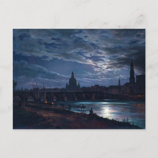 View of Dresden by Moonlight by Johan C Dahl 1839 ポストカード (正面)