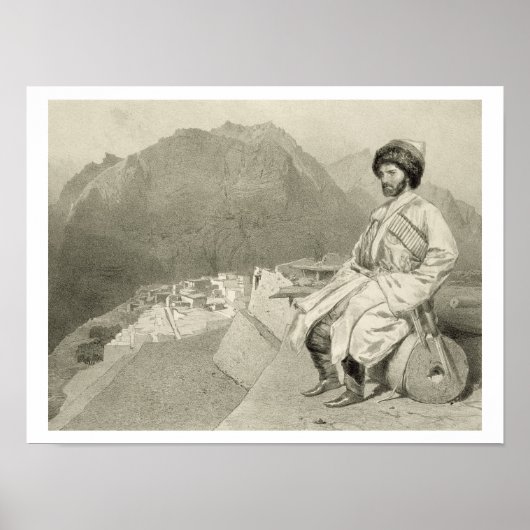 View of Ghimri and Portrait of Hadji-Mourad, plate ポスター (正面)