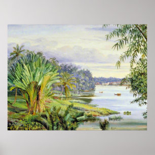 View of Kuchine and River, Sarawak, Borneo ポスター
