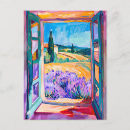 View of Lavender Fields in Summer. Painting ポストカード