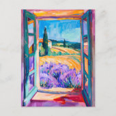 View of Lavender Fields in Summer. Painting ポストカード (正面)