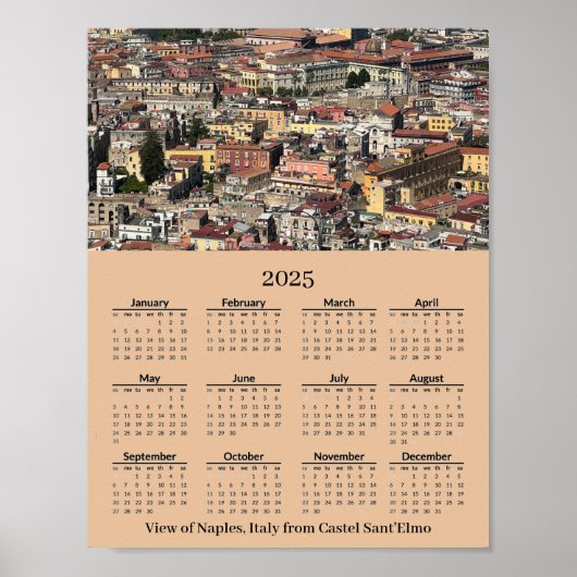 View of Naples, Italy 2026 Calendar Poster ポスター (正面)