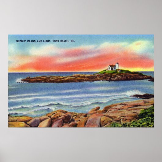 View of Nubble Island and the Lighthouse ポスター (正面)