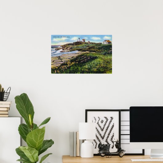 View of Nubble Lighthouse from York Beach ポスター (ホームオフィス)