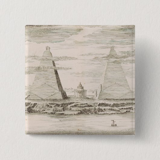 View of pyramids near the tomb of Egyptian Kings 缶バッジ (正面)