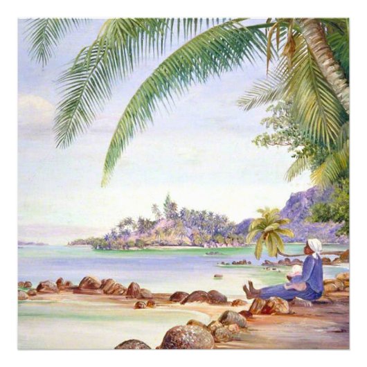 View of Round Island, painting by Marianne North, フォトプリント (正面)