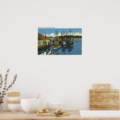 View of Sailboats Docked in the Harbor ポスター (キッチン)