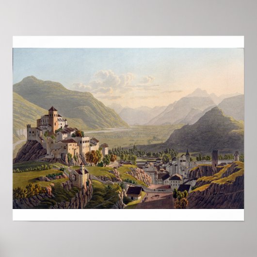 View of Sion, イラストレーションfrom 'Voyage Pittoresqu ポスター (正面)