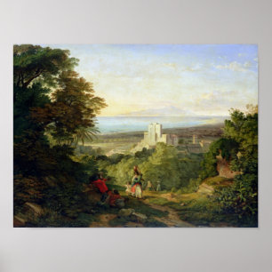 View of Terracina and Monte Circeo, 1833 ポスター