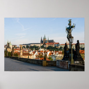 View of the Castle from Charles bridge in Prague ポスター