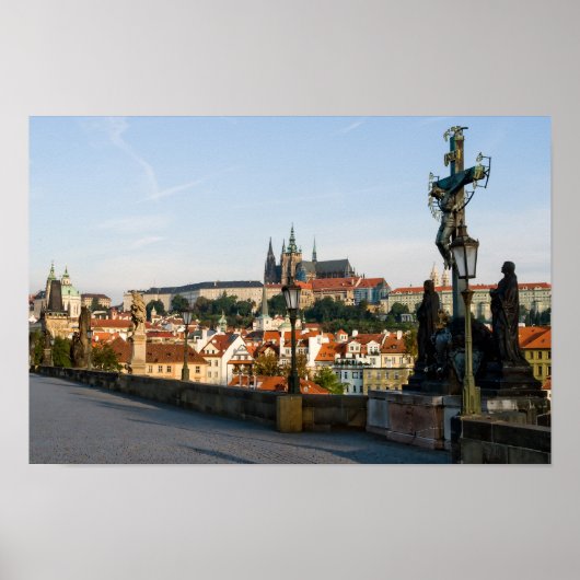 View of the Castle from Charles bridge in Prague ポスター (正面)