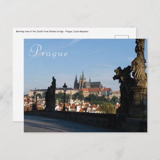 View of the Castle from Charles bridge in Prague ポストカード (正面/裏面)