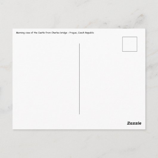 View of the Castle from Charles bridge in Prague ポストカード (裏面)