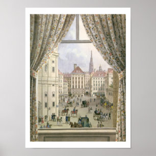 View of the Freyung, Vienna, 1825 （ガッシュ・オン・ペープ） ポスター