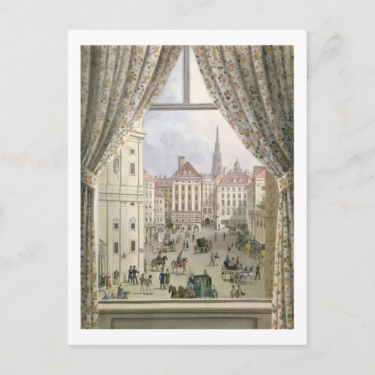 View of the Freyung, Vienna, 1825 （ガッシュ・オン・ペープ） ポストカード (正面)