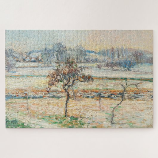 View of the Village of Bazincourt, Snow - Pissarro ジグソーパズル (横)