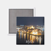 View of Three cities in Malta at night Magnet マグネット (正面/裏面)