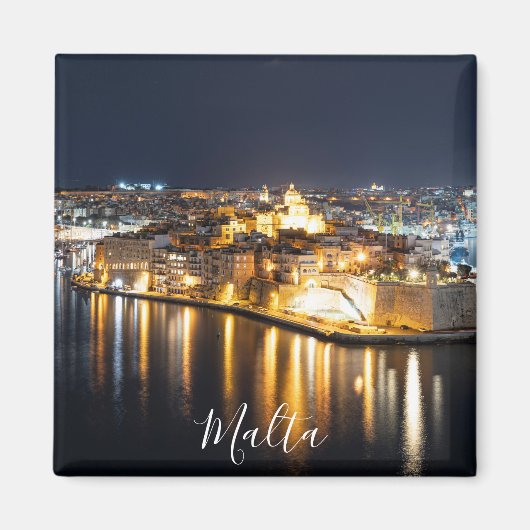 View of Three cities in Malta at night Magnet マグネット (正面)